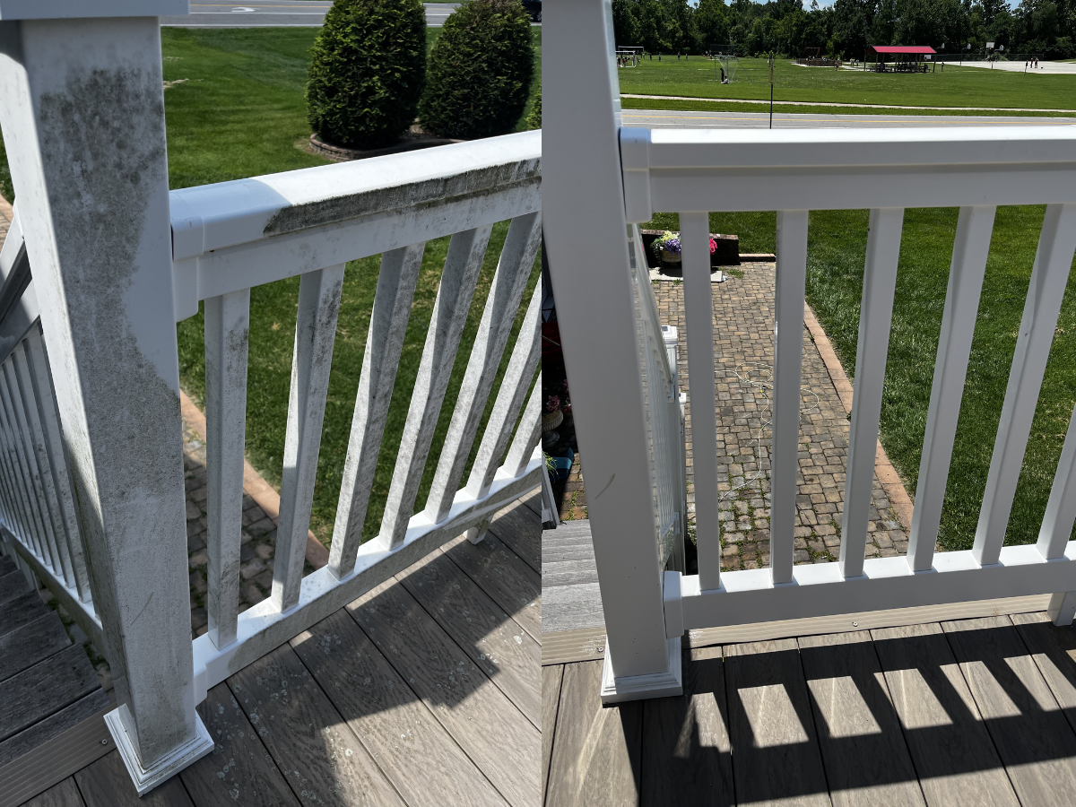 Deck cleaning before and after