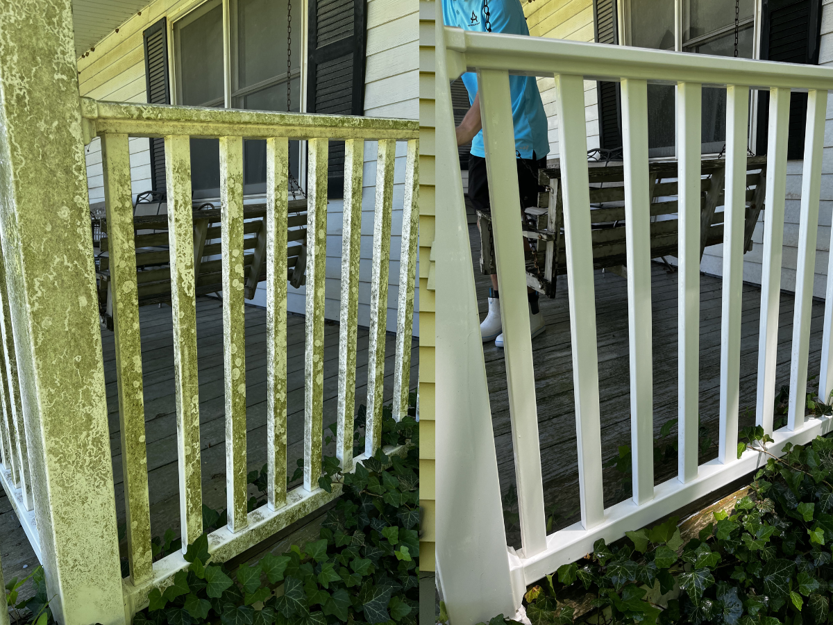 Deck railing cleaning