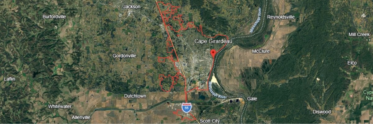 Aerial view of Cape Girardeau, MO — Apex Pressure Washing service area