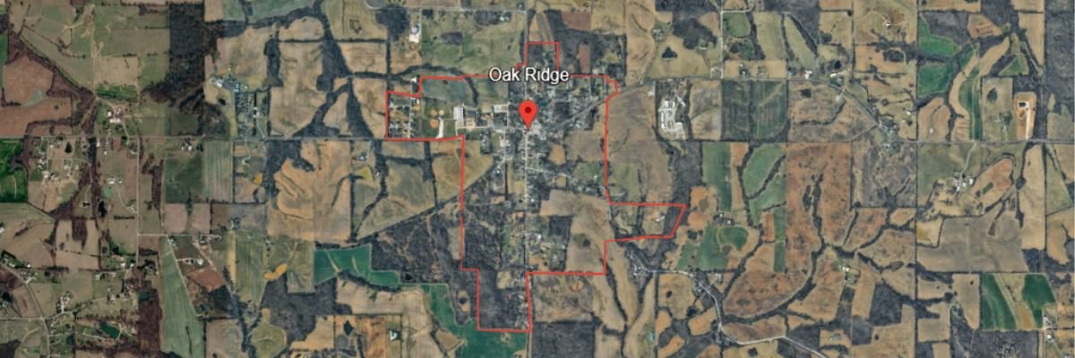 Aerial view of Oak Ridge, MO — Apex Pressure Washing service area
