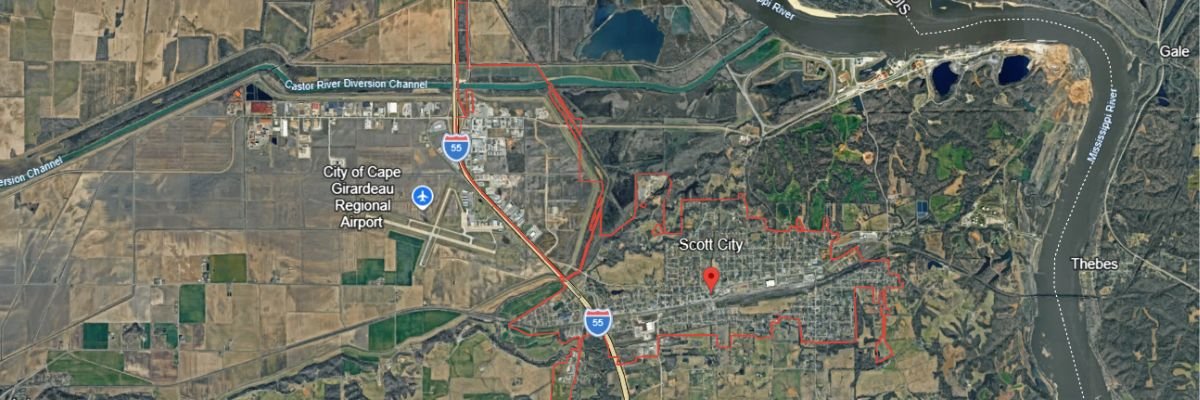 Aerial view of Scott City, MO — Apex Pressure Washing service area